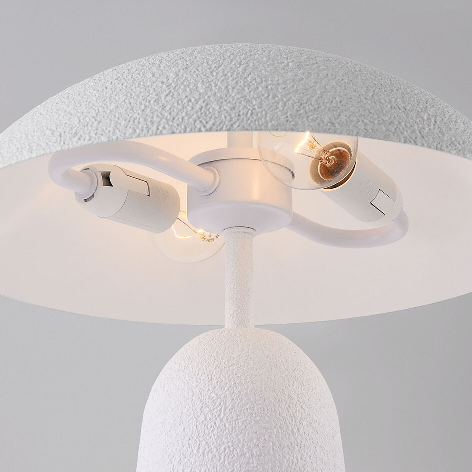 Svampformad bordslampa Pablo med två lampor i vit metall