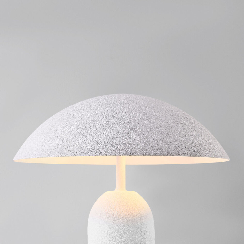 Svampformad bordslampa Pablo med två lampor i vit metall