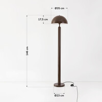 Svampformad golvlampa Alexi i brun metall