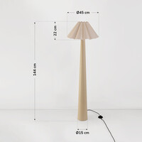 Golvlampa Maude med plisserad linneskärm i beige