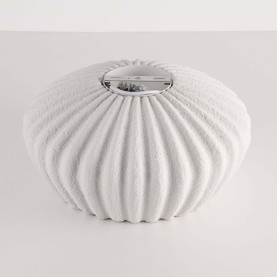 Wabi sabi-taklampa Kagei - vit med steneffekt