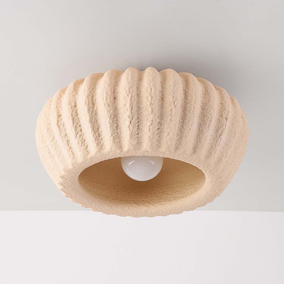 Wabi sabi-taklampa Kagei - sandbeige med steneffekt