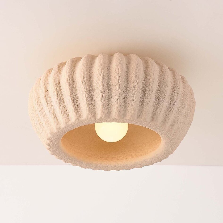 Wabi sabi-taklampa Kagei - sandbeige med steneffekt