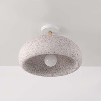 Wabi sabi-taklampa Zenro - vit terrazzo med roséguldsdetalj