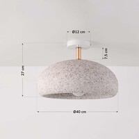 Wabi sabi-taklampa Zenro - vit terrazzo med roséguldsdetalj