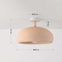 Wabi sabi-taklampa Zenro - sandbeige med roséguldsdetalj