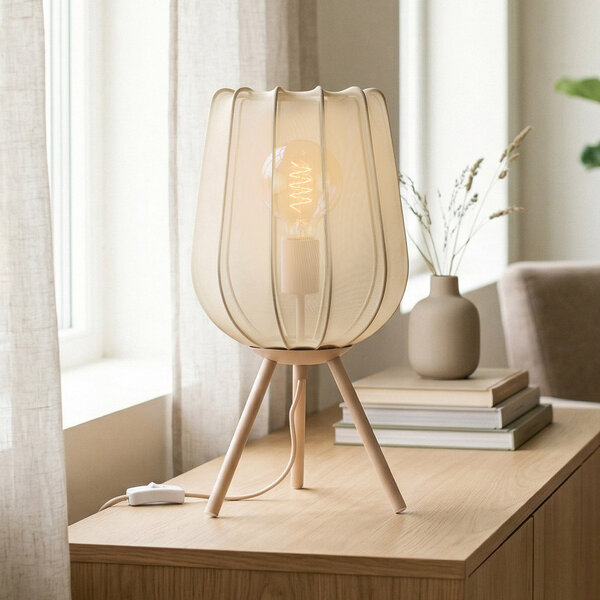 Bordslampa Solva i tyg - ljusbeige