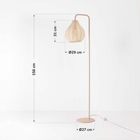 Golvbåglampa Siena av tyg i varm sandbeige