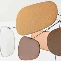 Tygpendellampa Zandor i taupe, ockra, vitt och ljusgrått