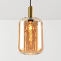 Pendellampa Sofito i guld med amberglas