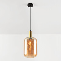 Pendellampa Sofito i guld med amberglas