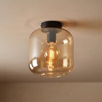 Taklampa Soli i svart med amberglas