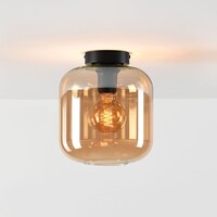 Taklampa Soli i svart med amberglas