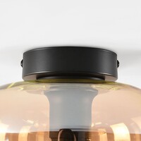 Taklampa Soli i svart med amberglas
