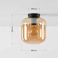 Taklampa Soli i svart med amberglas