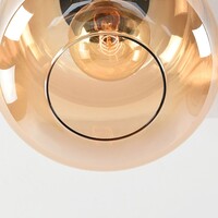 Taklampa Soli i svart med amberglas