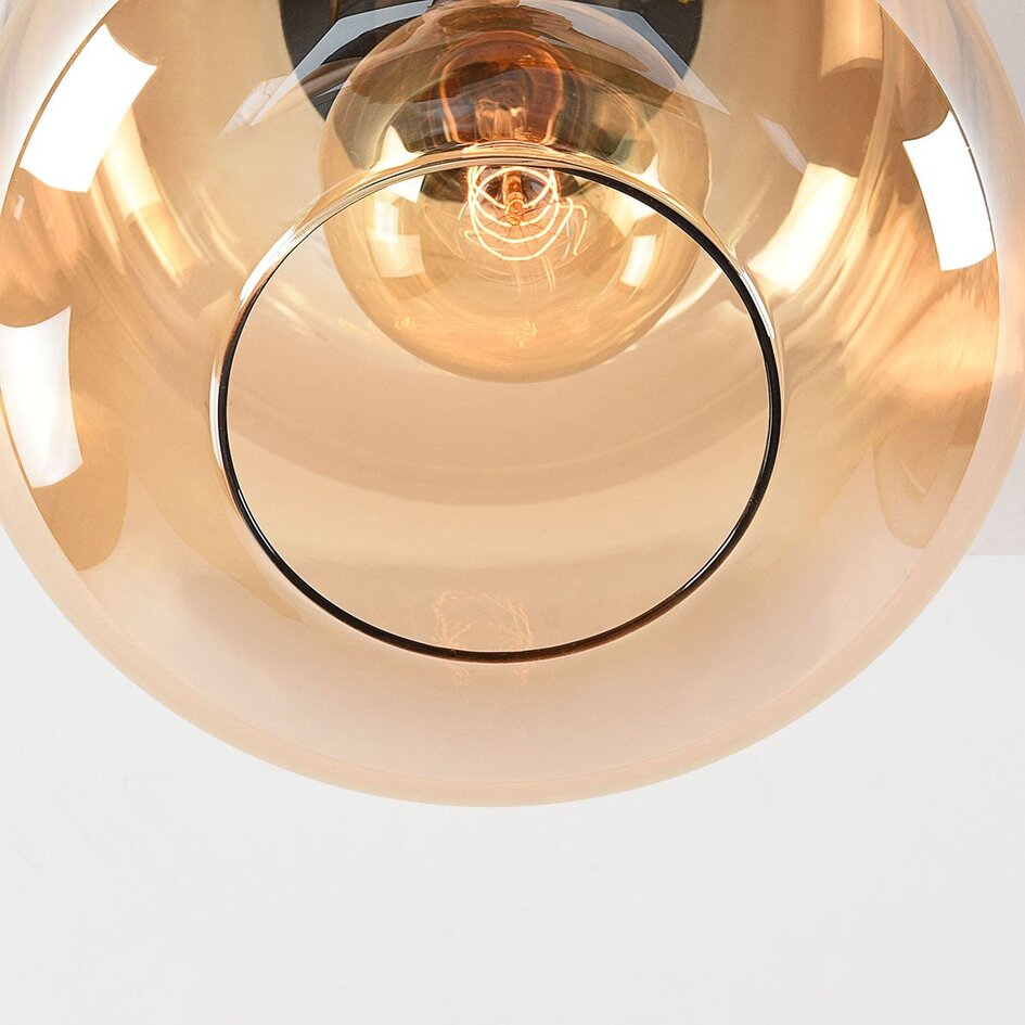 Taklampa Soli i svart med amberglas