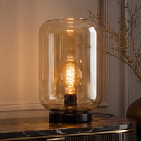 Bordslampa Solo i svart med amberglas
