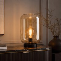 Bordslampa Solo i svart med amberglas