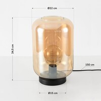 Bordslampa Solo i svart med amberglas