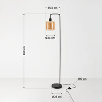 Golvlampa Piedi i svart med amberglas