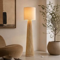 Golvlampa Papira i naturell med linneskärm