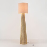 Golvlampa Papira i naturell med linneskärm