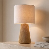 Bordslampa Ranpu i naturell med linneskärm