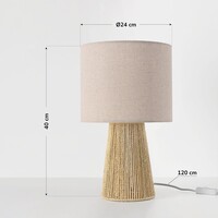 Bordslampa Ranpu i naturell med linneskärm