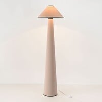 Golvlampa Violetta i linne, benvitt