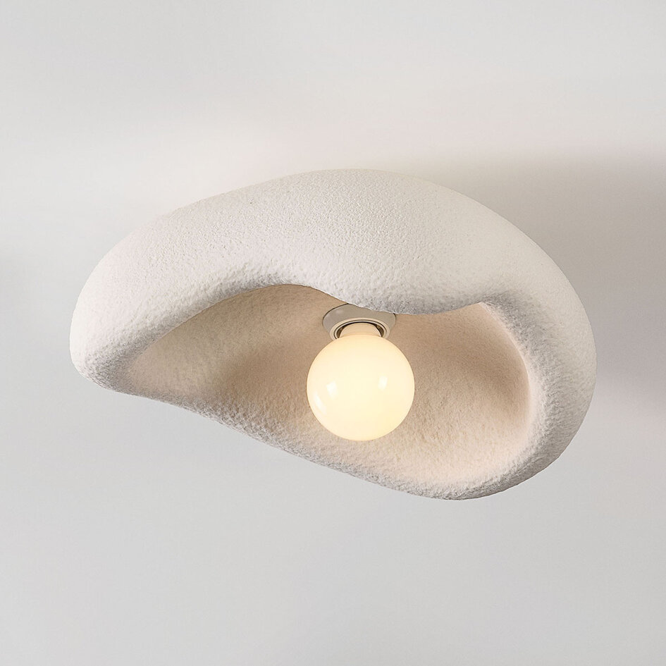 Wabi Sabi taklampa Ishi med steneffekt i vitt