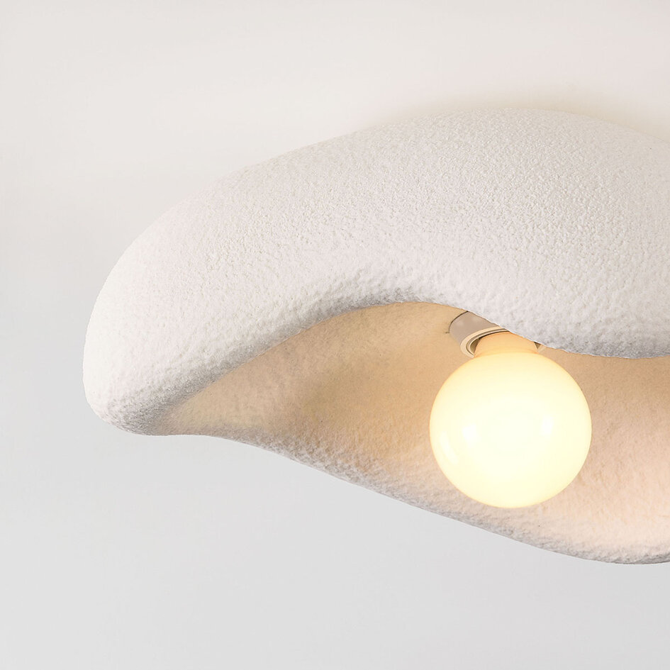 Wabi Sabi taklampa Ishi med steneffekt i vitt