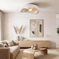 Wabi Sabi taklampa Ishi med steneffekt 60 cm i vitt