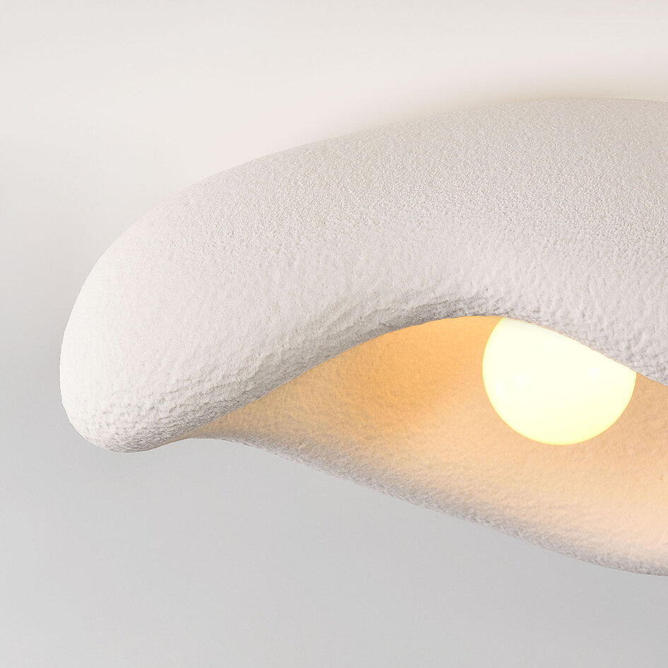 Wabi Sabi taklampa Ishi med steneffekt 60 cm i vitt