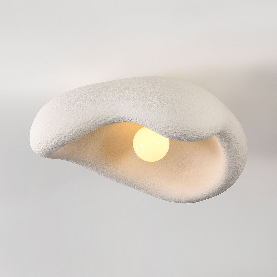 Wabi Sabi taklampa Ishi med steneffekt 60 cm i vitt