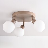 Taklampa Zano med 3 vridbara ljuspunkter - sandbeige med mjölkvitt glas