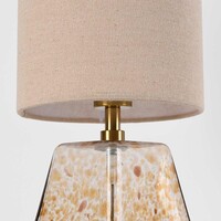 Bordslampa Irsa med linneskärm och amberglas