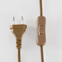 Bordslampa Irsa med linneskärm och amberglas