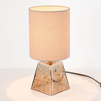Bordslampa Irsa med linneskärm och amberglas