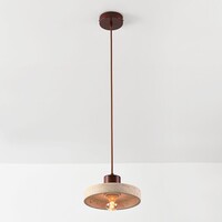 Japandi taklampa Flory med travertin (natursten) och trä