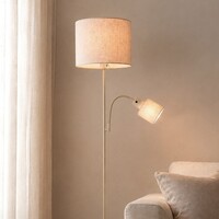Golvlampa Savanna med justerbar läslampa - beige