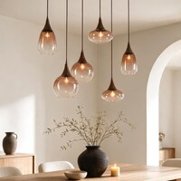 Pendellampa Loic med sex lampor, ombre-glas i brunt