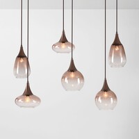 6-ljus taklampa Loic med ombréglas - brun