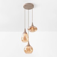 Pendellampa Loua med tre lampor, amberglas i sandbeige