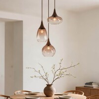 Pendellampa Loua med tre lampor, ombre-glas i brunt