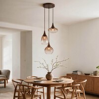 3-ljus taklampa Loua med ombréglas - brun