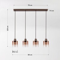 4-ljus taklampa Palaio med ombréglas - brun