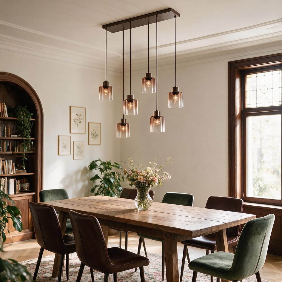 6-ljus taklampa Palaio med ombréglas - brun