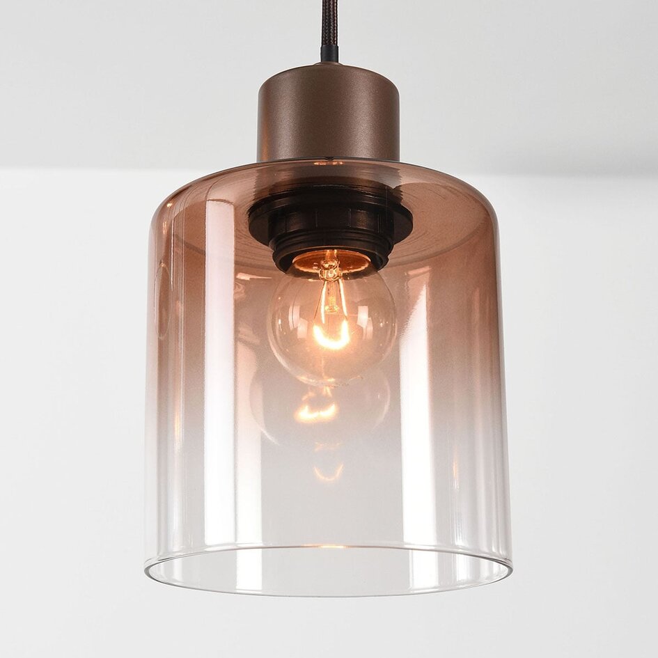 6-ljus taklampa Palaio med ombréglas - brun