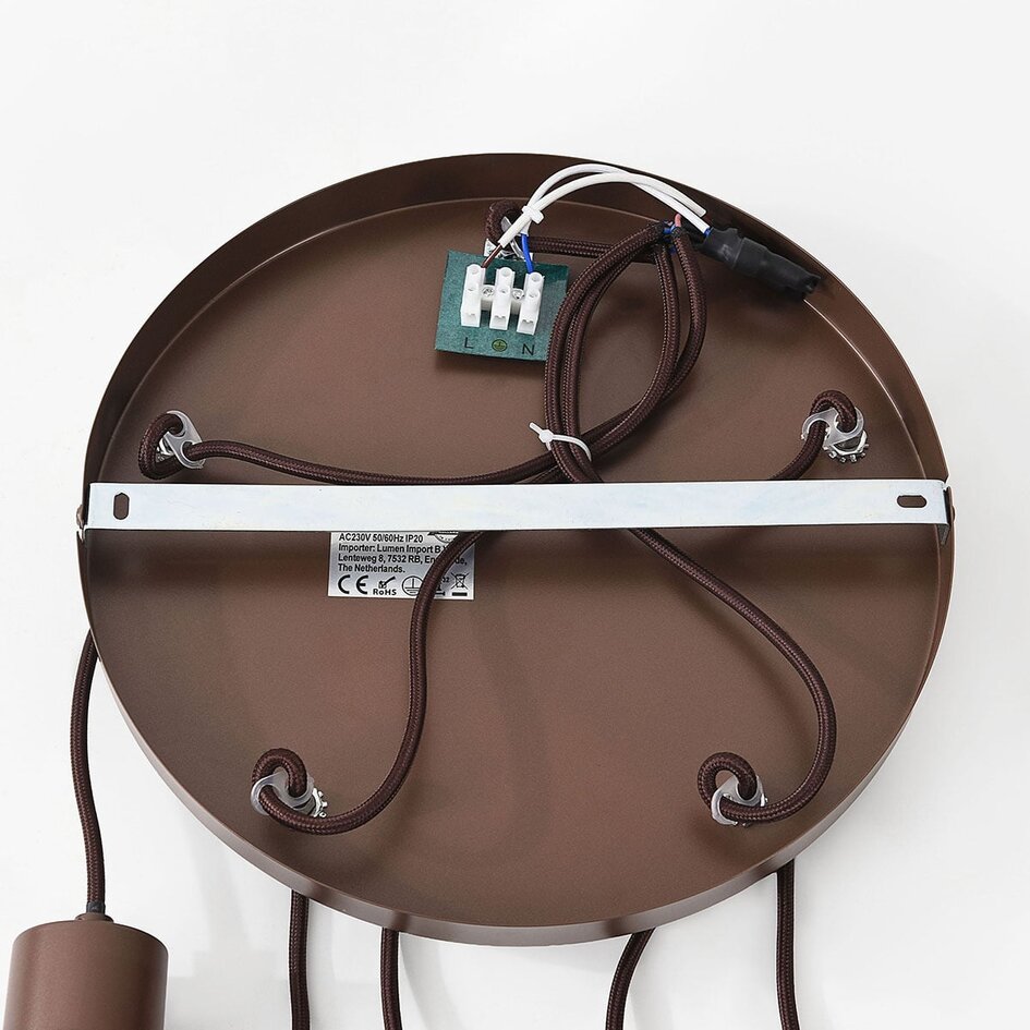 Design taklampa Palaio 5-ljus med ombréglas - brun